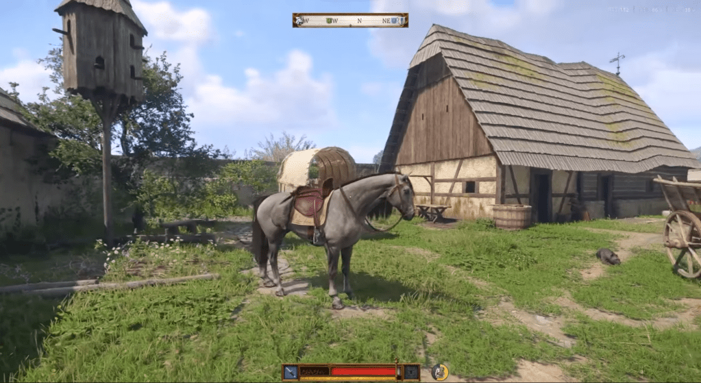 Horse wearing saddle in Kingdom Come Deliverance 2