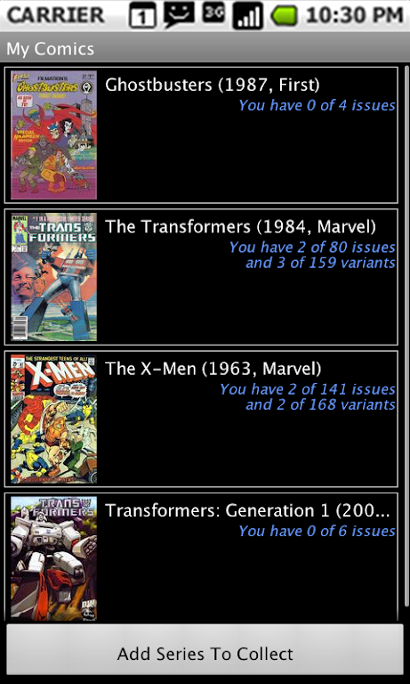 Comic Checklist Lite Captura de pantalla 1