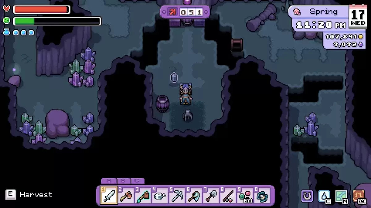 Collecting Rockroot in Fields of Mistria