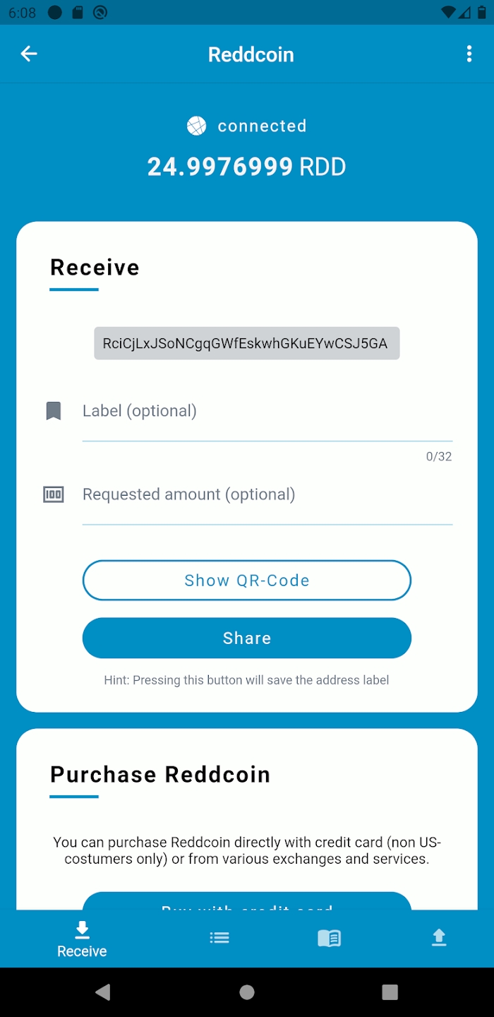 Reddcoin Mobile Wallet Скриншот 3