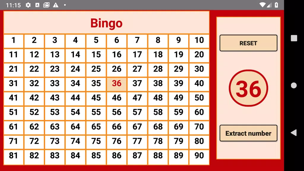 Bingo - numbers extractor - 90 numbers 스크린샷 1