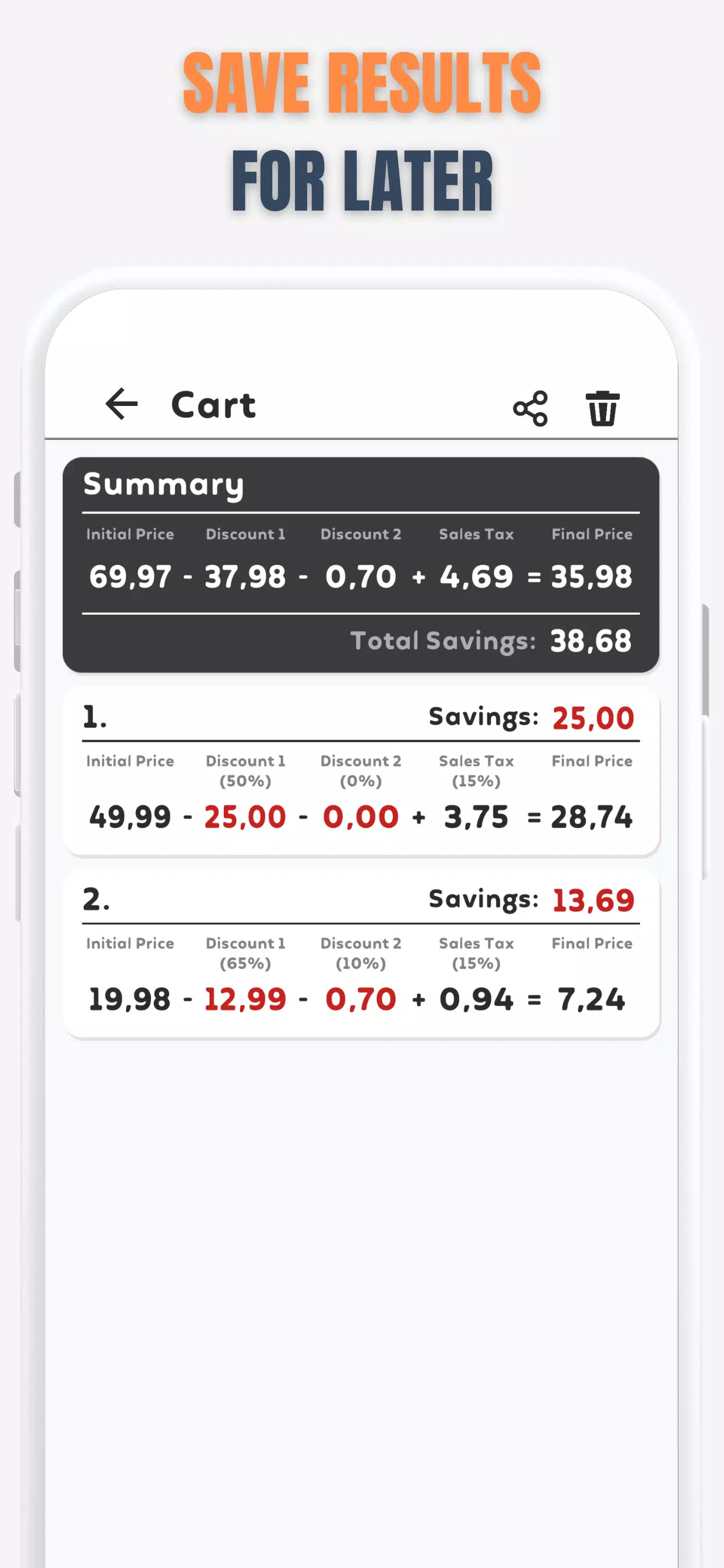 Percent Off Shoping Calculator スクリーンショット 2