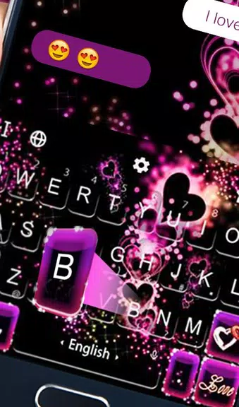 Sparkling Purple Heart Keyboard Theme Captura de pantalla 3
