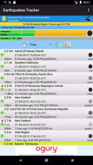 Earthquakes Tracker Schermafbeelding 1