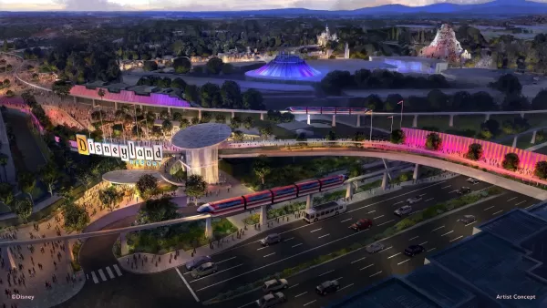 Rendering of Disneyland's planned parking structure and transportation hub