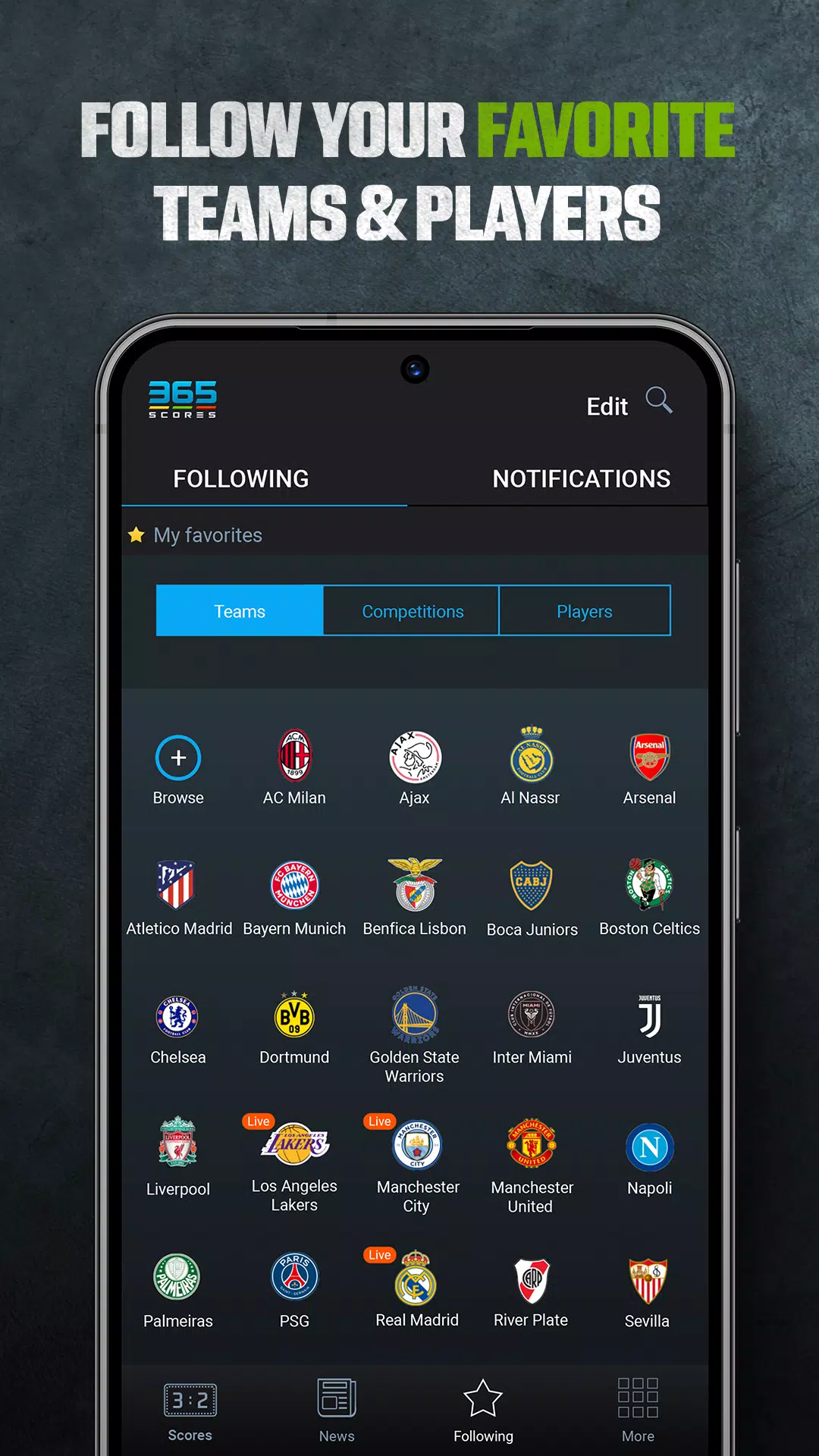 365Scores: Live Scores & News Screenshot 1