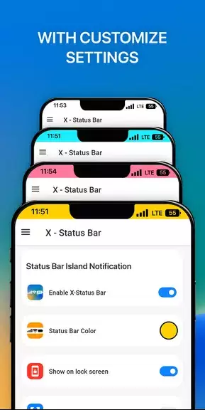iCenter iOS 16: X - Status Bar ဖန်သားပြင်ဓာတ်ပုံ 1