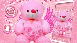 Pink Teddy Bear Theme Tangkapan skrin 2