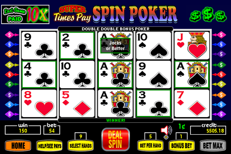 Super Times Pay Spin Poker - FREE स्क्रीनशॉट 1