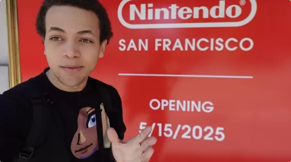 Кэмпер ждет за пределами магазина Сан -Франциско Nintendo для Switch 2 перед торжественным открытием