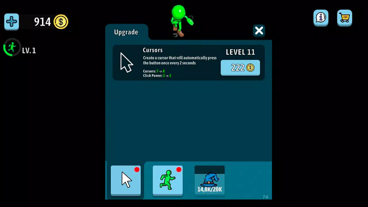 Green button: Авто кликер игра Screenshot 1