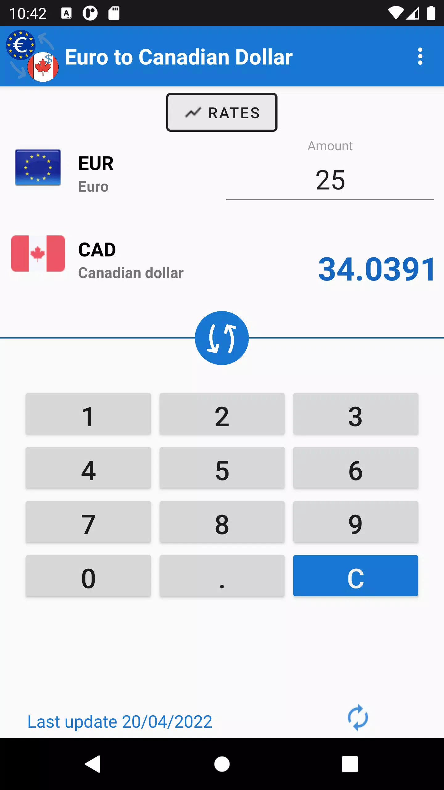 Euro to Canadian Dollar Screenshot 1