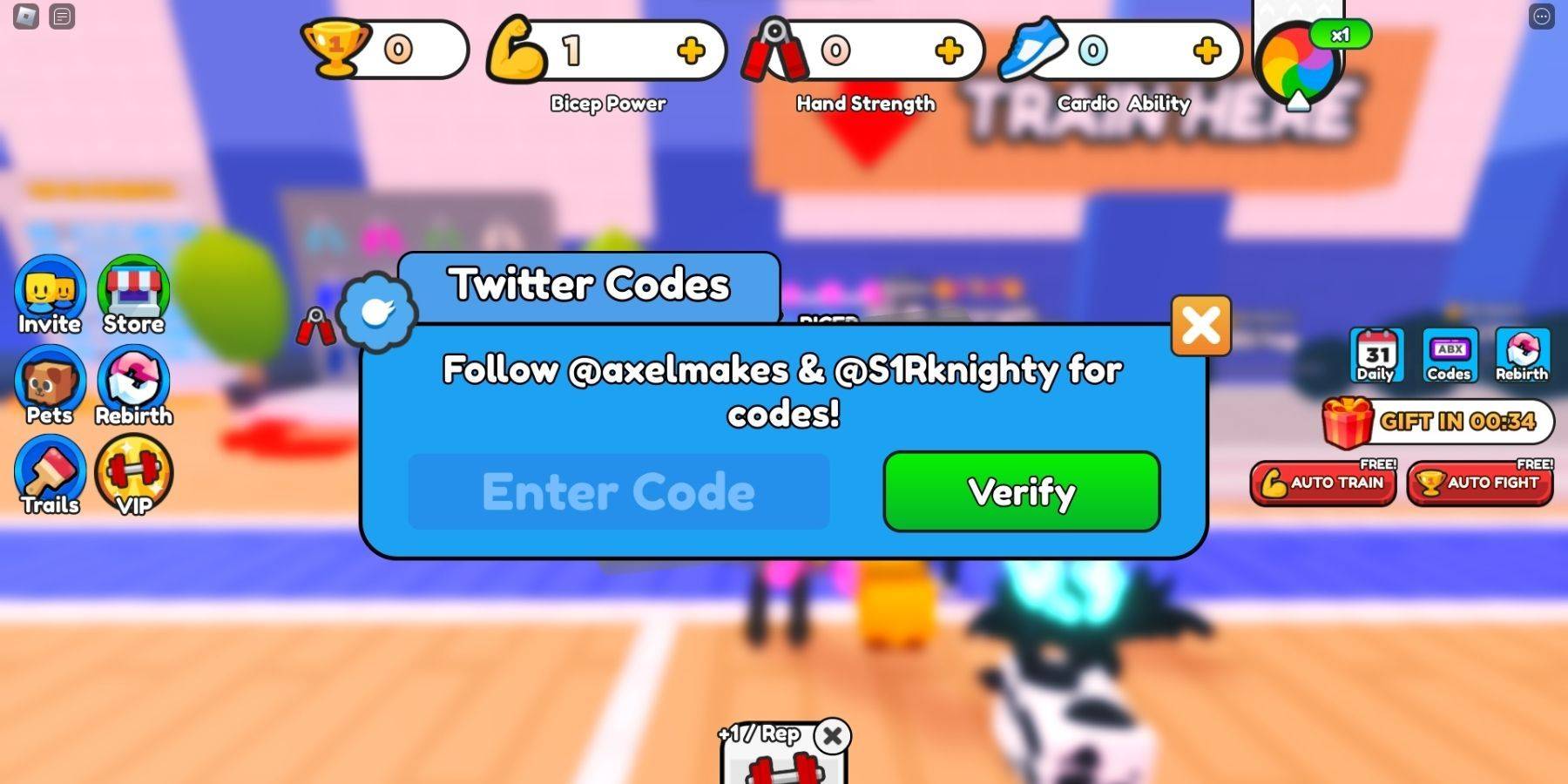 Arm Wrestle Simulator Code Entry