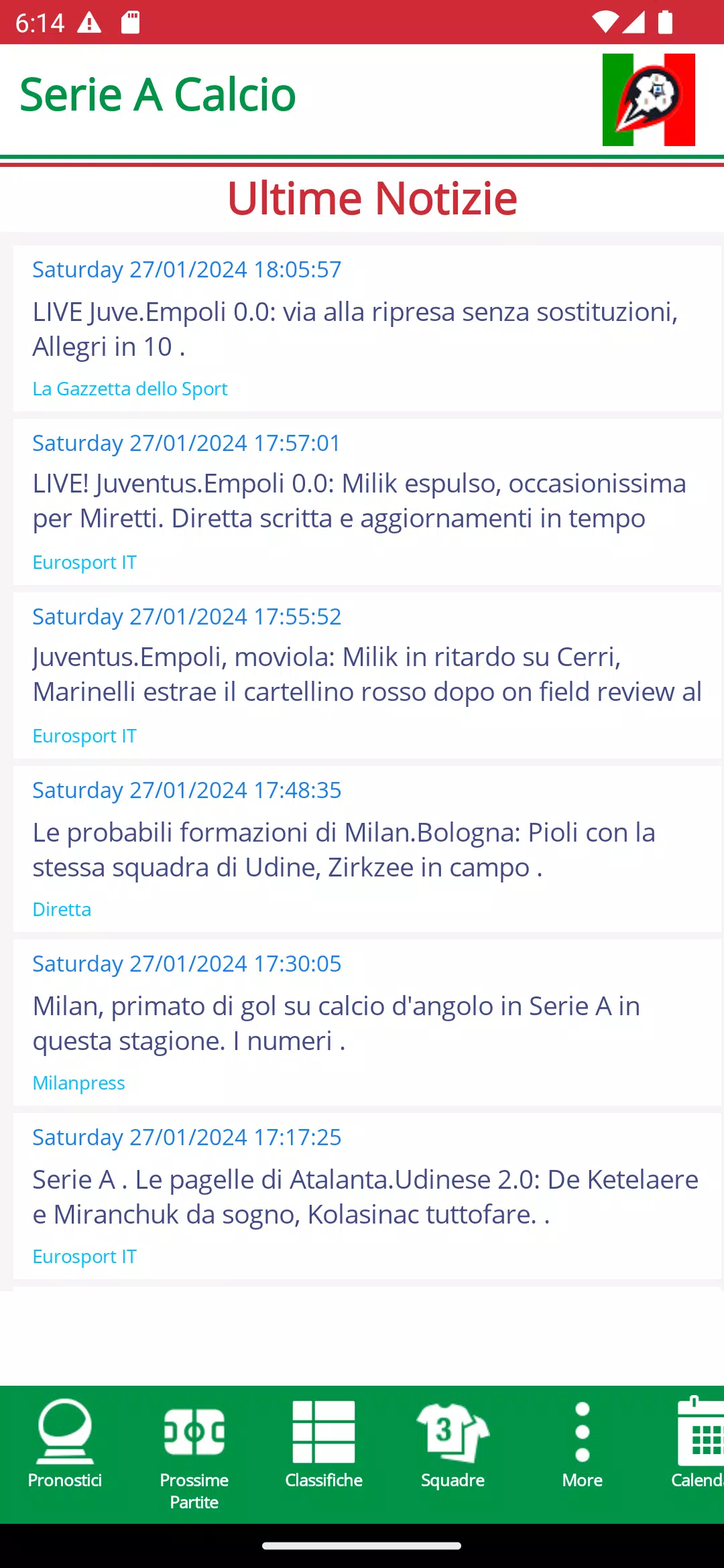 Football Serie A Calcio Italy Schermafbeelding 1