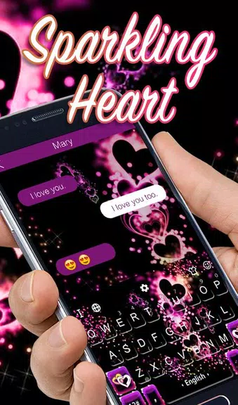 Sparkling Purple Heart Keyboard Theme Captura de pantalla 2