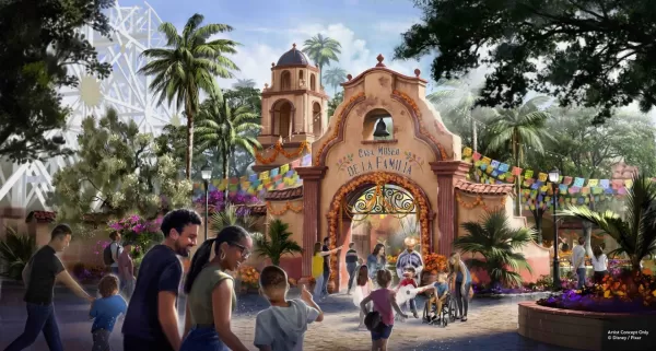 Concept art of Disneyland's upcoming Coco attraction