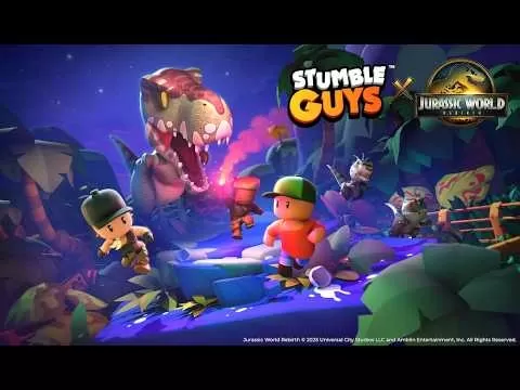 Stumble Guys Jurassic World collaboration gameplay