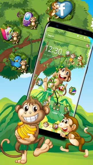 The Cute Cartoon Monkey Theme 스크린샷 2