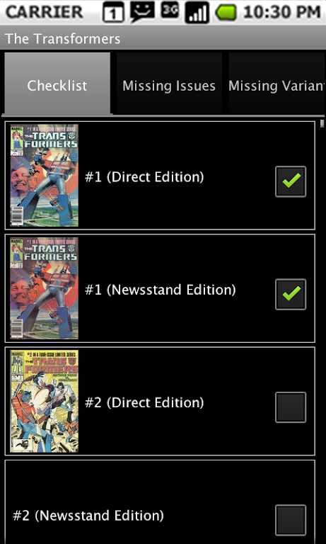 Comic Checklist Lite Captura de pantalla 2