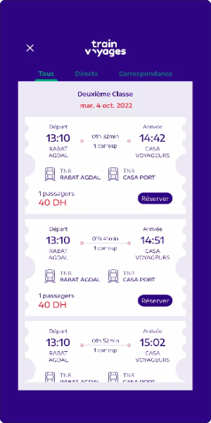 Train Voyages: Billet ONCF Captura de tela 2