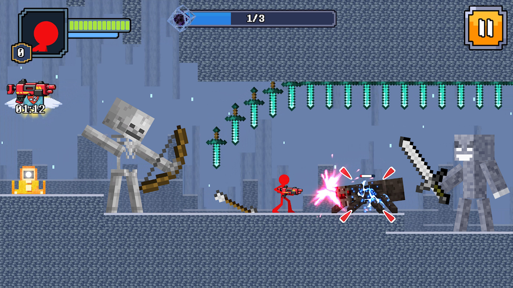 Red Stickman in Craft World Mod Скриншот 2