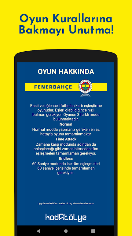 Fenerbahçe Futbolcu Kart Eşleştirme Oyunu ภาพหน้าจอ 4