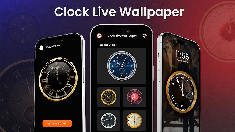 Analog Clock Wallpaper：3DClock Tangkapan skrin 2