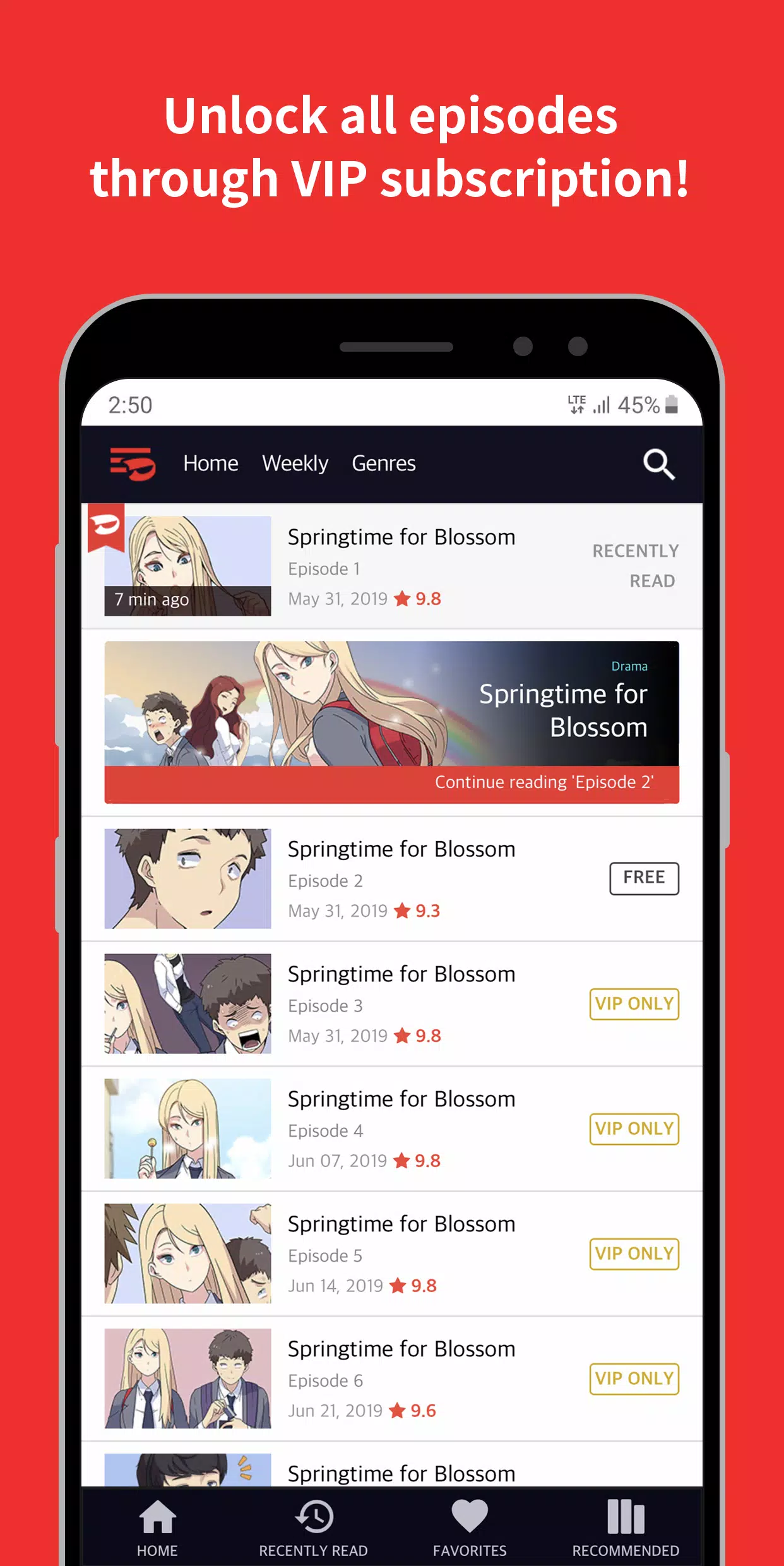 Schermata Toomics 2