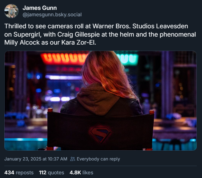 Supergirl：明天的女人首先要看詹姆斯·岡恩（James Gunn）