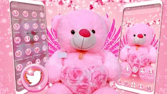 Pink Teddy Bear Theme Tangkapan skrin 1