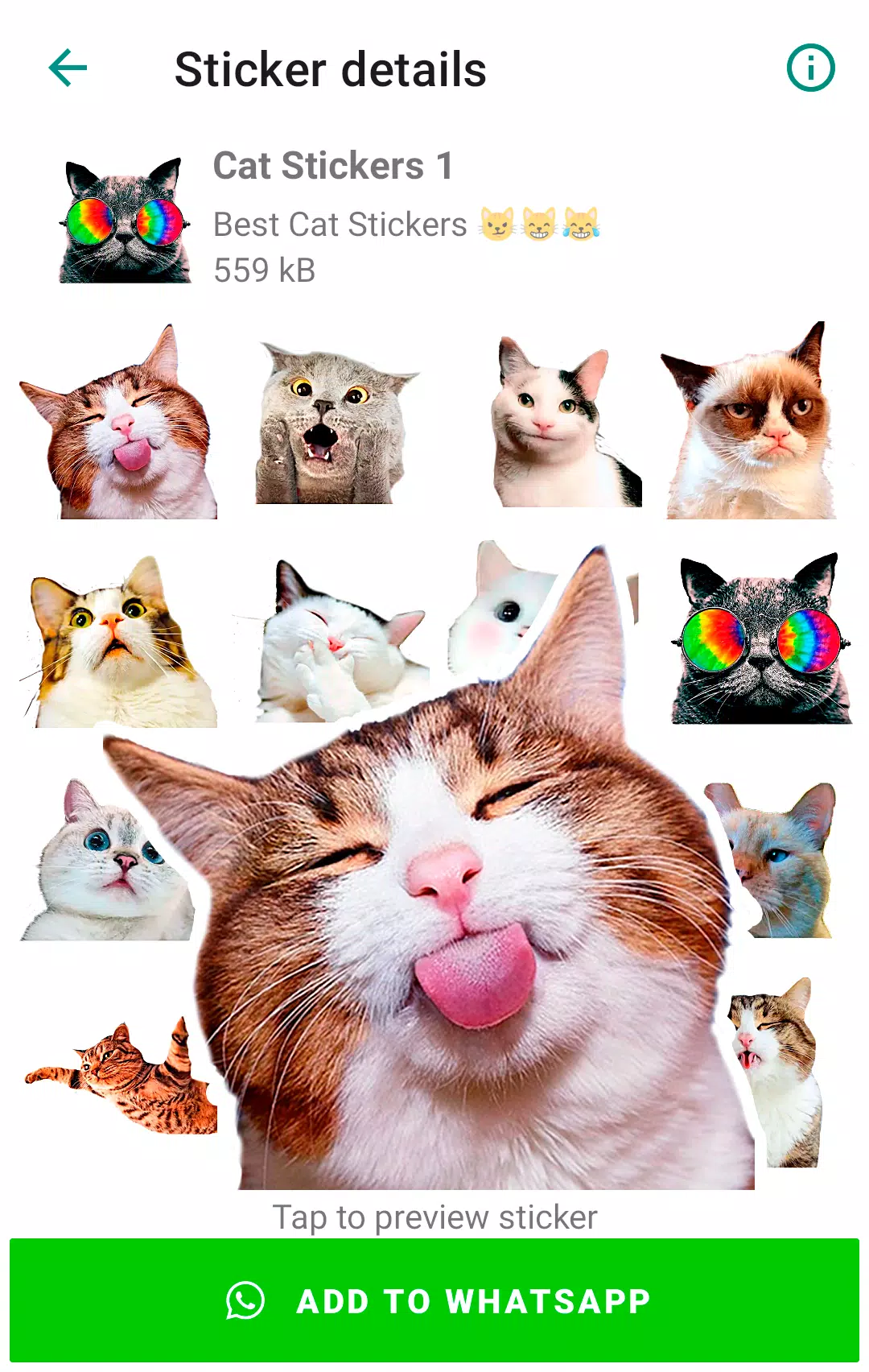 Cute Cat Stickers for WhatsApp Captura de pantalla 1