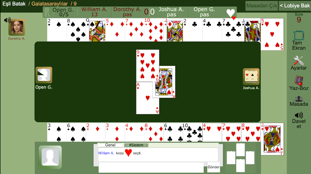 Eşli Batak Online Schermafbeelding 2