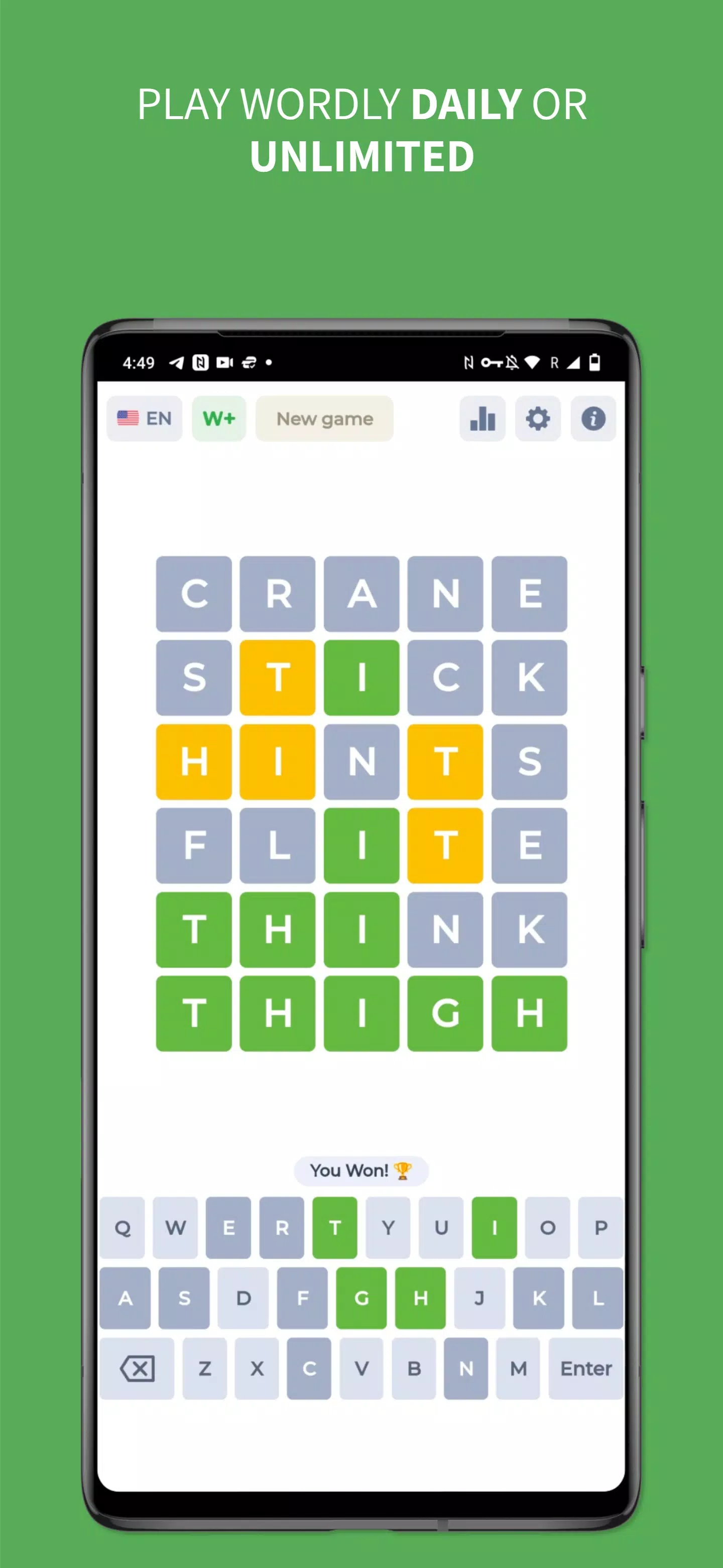 Wordy - Word Puzzle Game Captura de pantalla 1