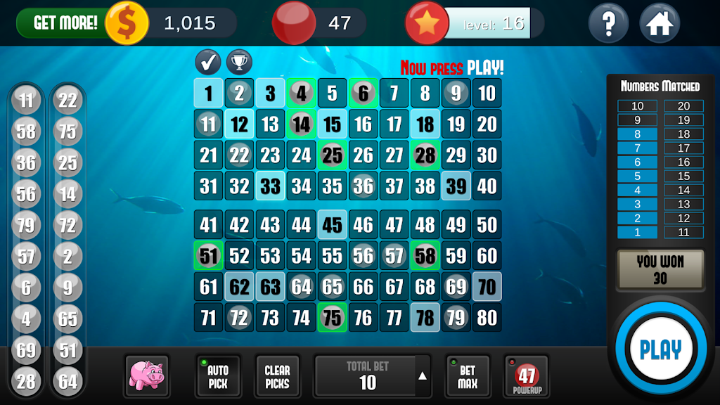 Keno Free Keno Game Screenshot 1