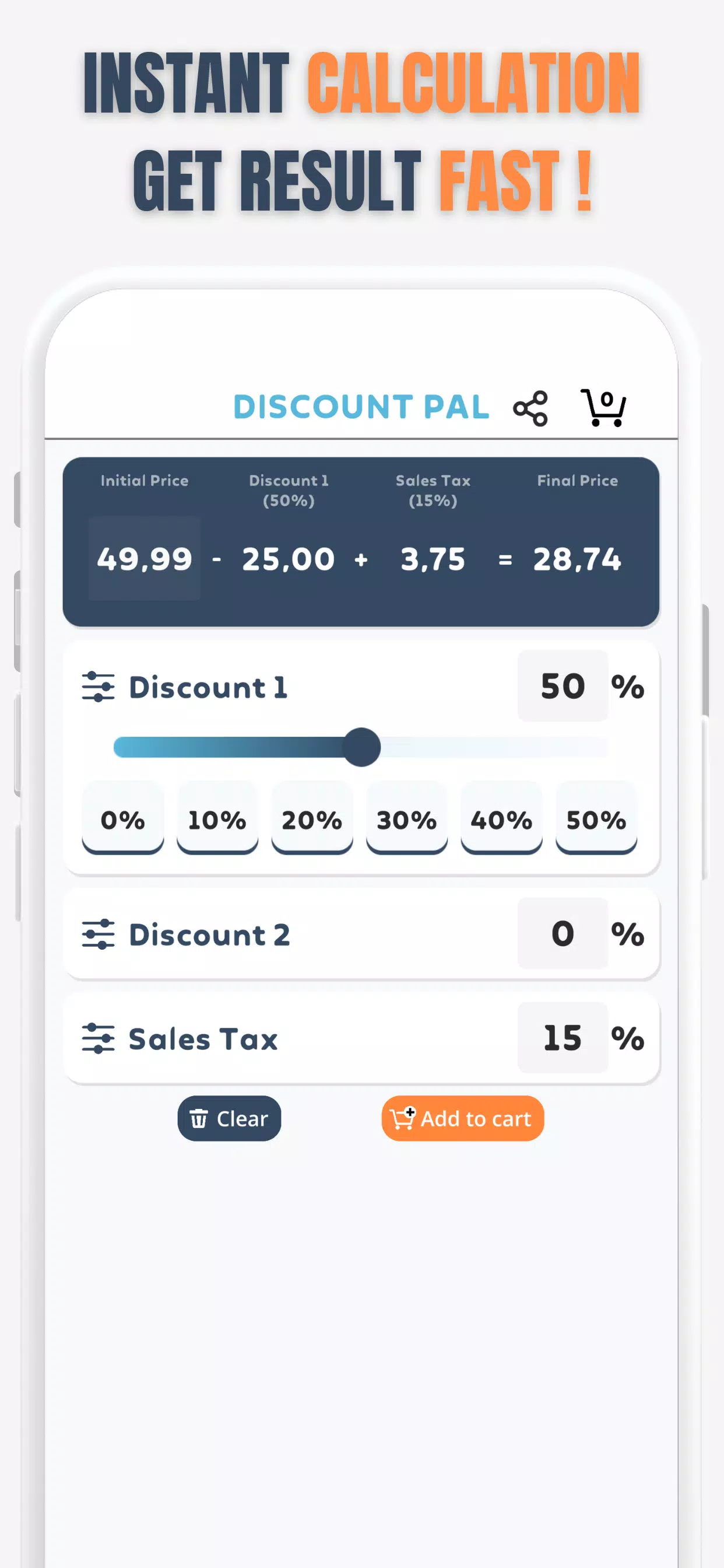 Percent Off Shoping Calculator スクリーンショット 1