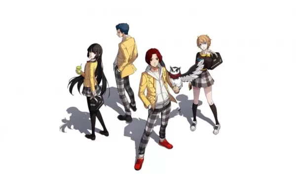 Hình ảnh các sinh viên từ Persona 5: Phantom X mặc áo khoác màu vàng