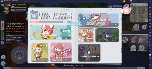 Habilidades para la vida en Ragnarok X: jardinería, minería, pesca explorada