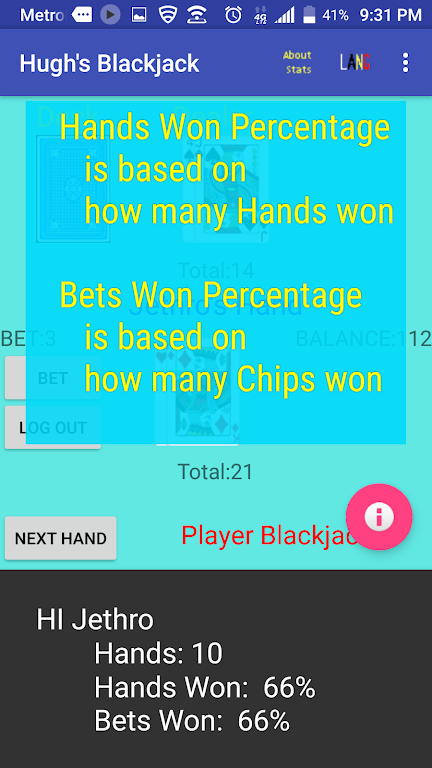Hugh’s Blackjack Screenshot 2