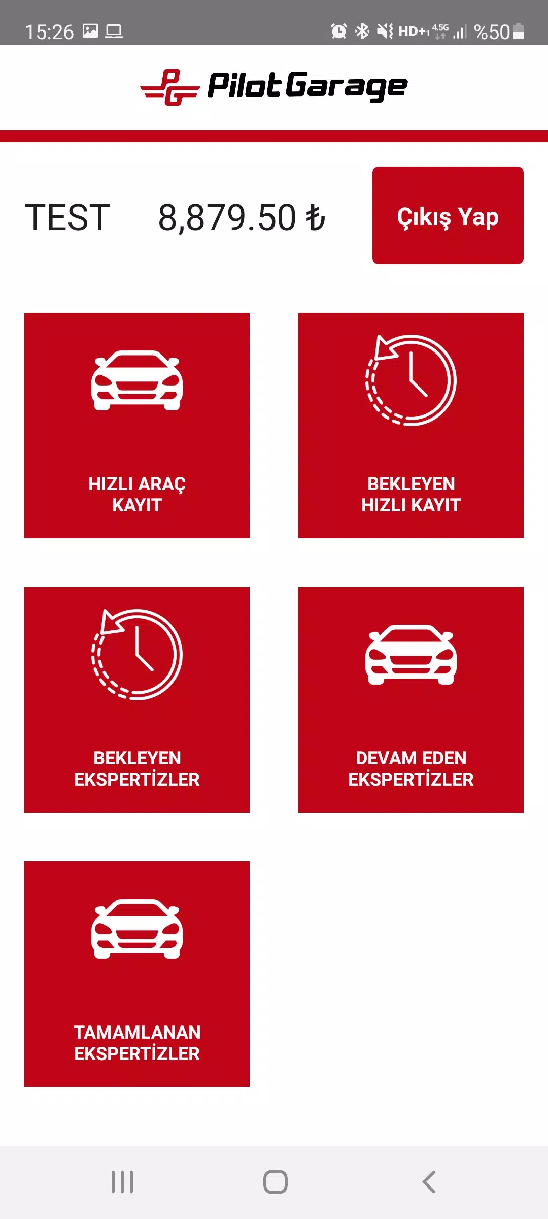 Schermata Pilotgarage Usta Uygulaması 1