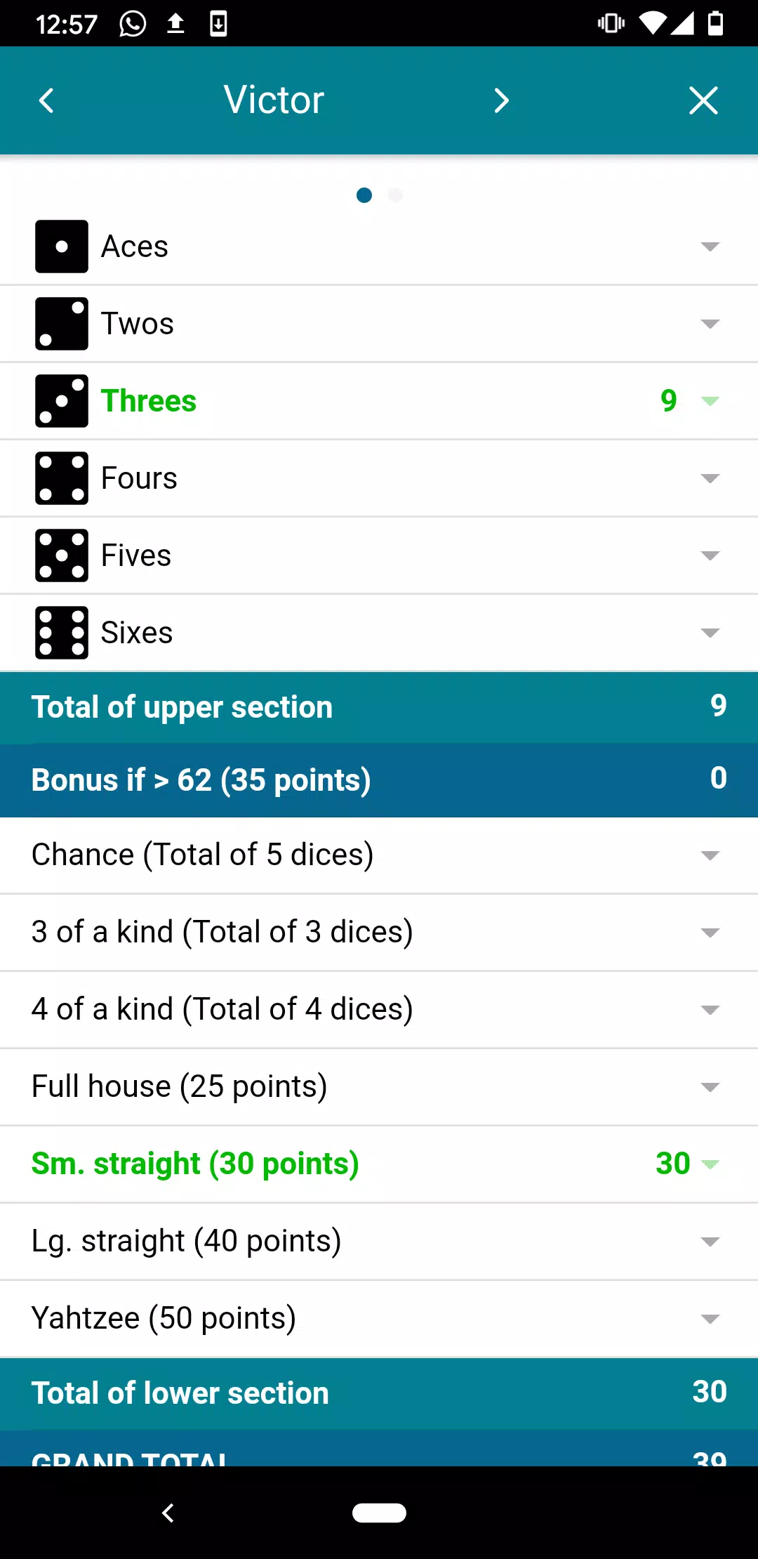 Yam’s ScoreSheet (no advertisi Screenshot 2