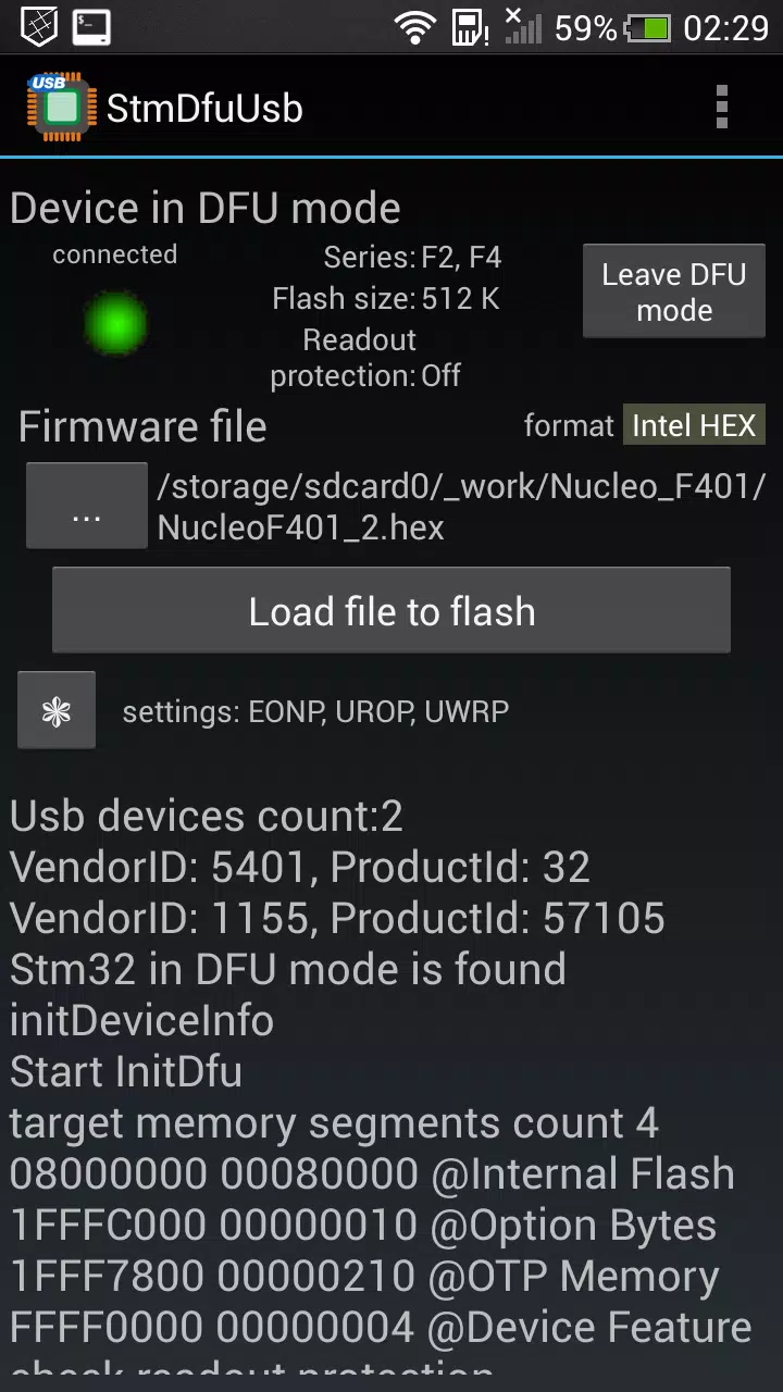 StmDfuUsb Screenshot 4