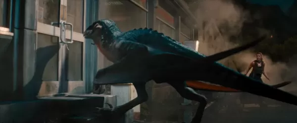Jurassic Park always has a terrifying raptor scene. This time, there are Mutadons.