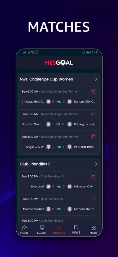 HesGoal - Live Football TV HD 스크린샷 2