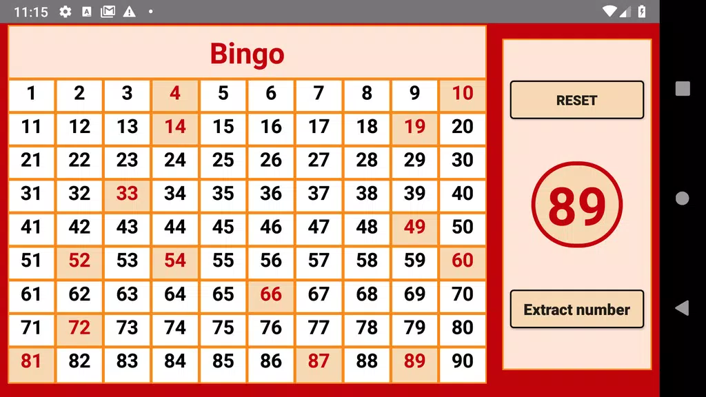 Bingo - numbers extractor - 90 numbers 스크린샷 2