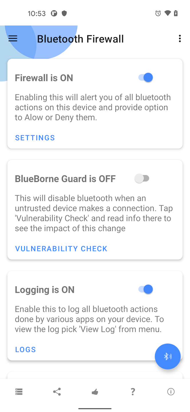 Bluetooth Firewall Trial Screenshot 1