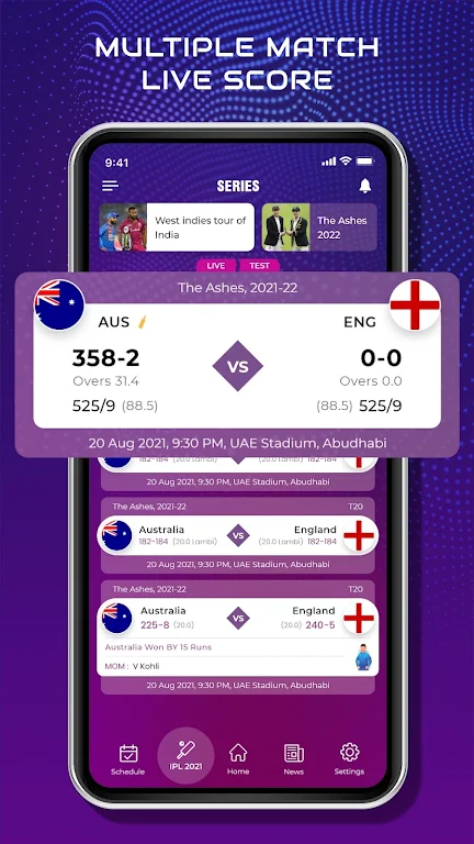 CricScore Line Guru Pro - Live Captura de pantalla 1