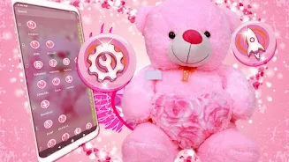 Pink Teddy Bear Theme Tangkapan skrin 4