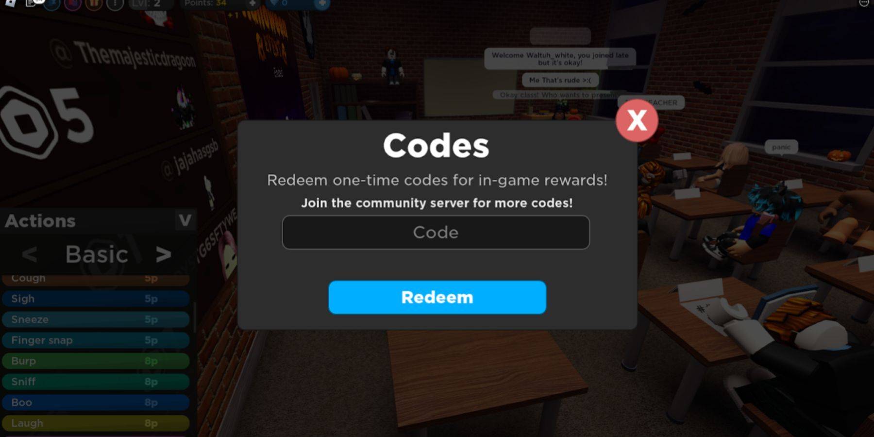 Image: In-game code redemption menu